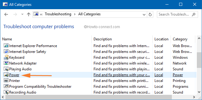 troubleshoot all categories