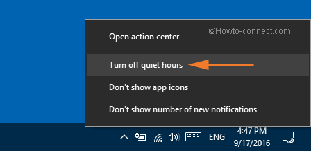 turn off quiet hours in windows 10