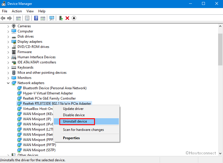 uninstall and reinstall network device