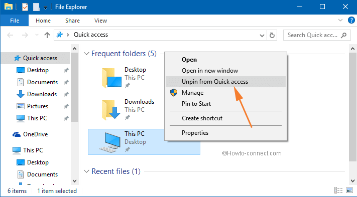 unpin from home unpin from Quick access