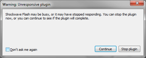unresponsive plugin dialogue box in firefox