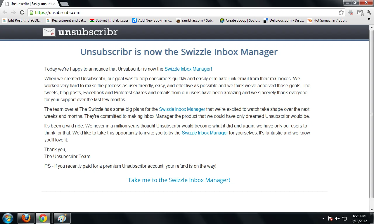 unsubscribr homepage