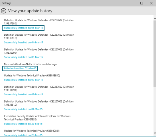 update history window update history window