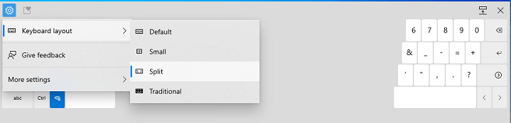 updated touch keyboard menu