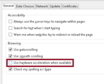 use hardware acceleration when available check box
