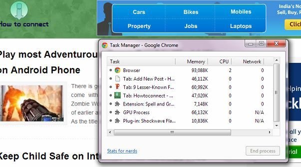 use taskmanager in chrome