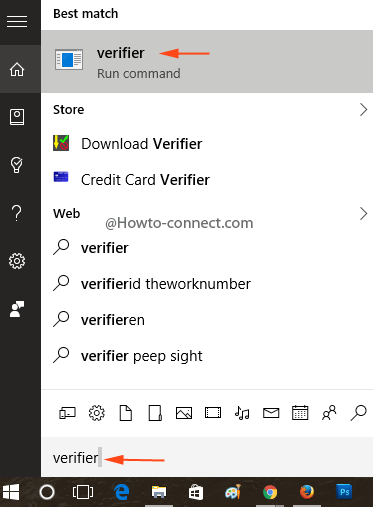 verifier in search field and result at the top to Identify if a Driver is Causing Issues in Windows 10