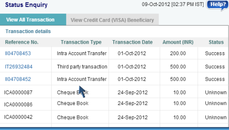 view all transactions page