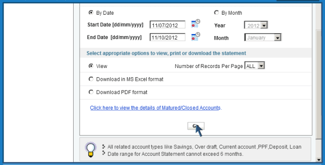 view statement How to get Account Statements through SBI Internet Banking