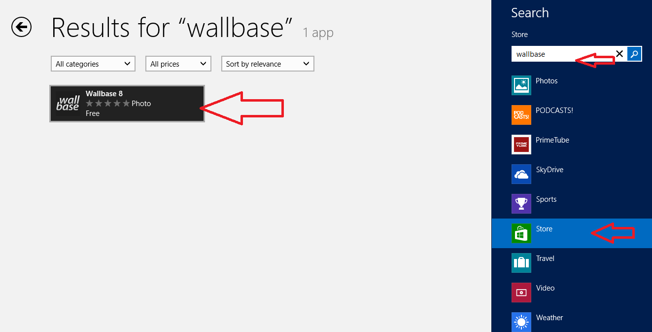 wallbase 8 app search on windows store