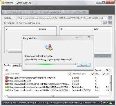 How to download webpages to the computer using webcopy