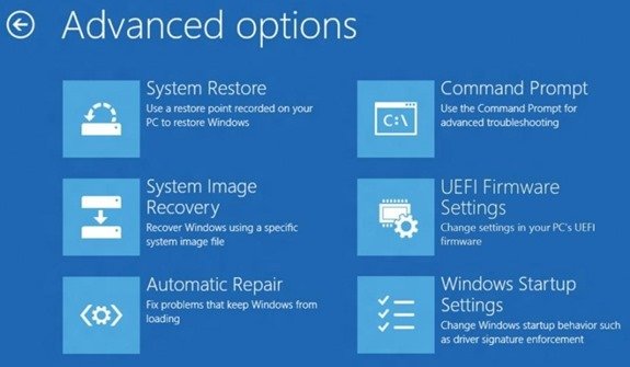 windows 8 advanced options to repair
