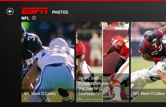 windows 8 ESPN app Photos section