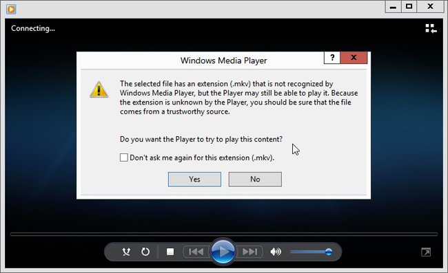 windows 8 Media Player error message