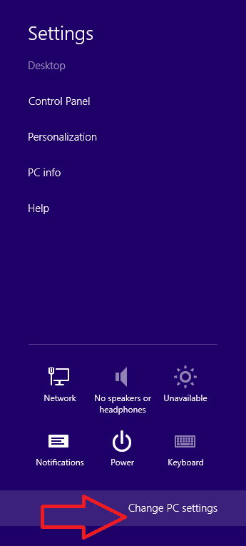 windows 8 change pc settings button windows 8 change pc settings button