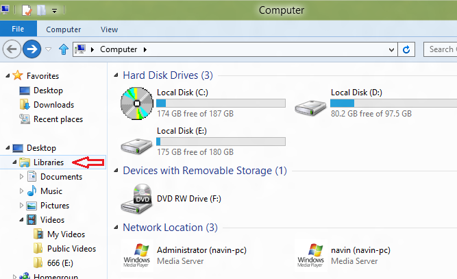 windows 8 library option windows 8 library option