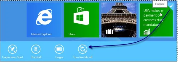 windows 8 live tile disable