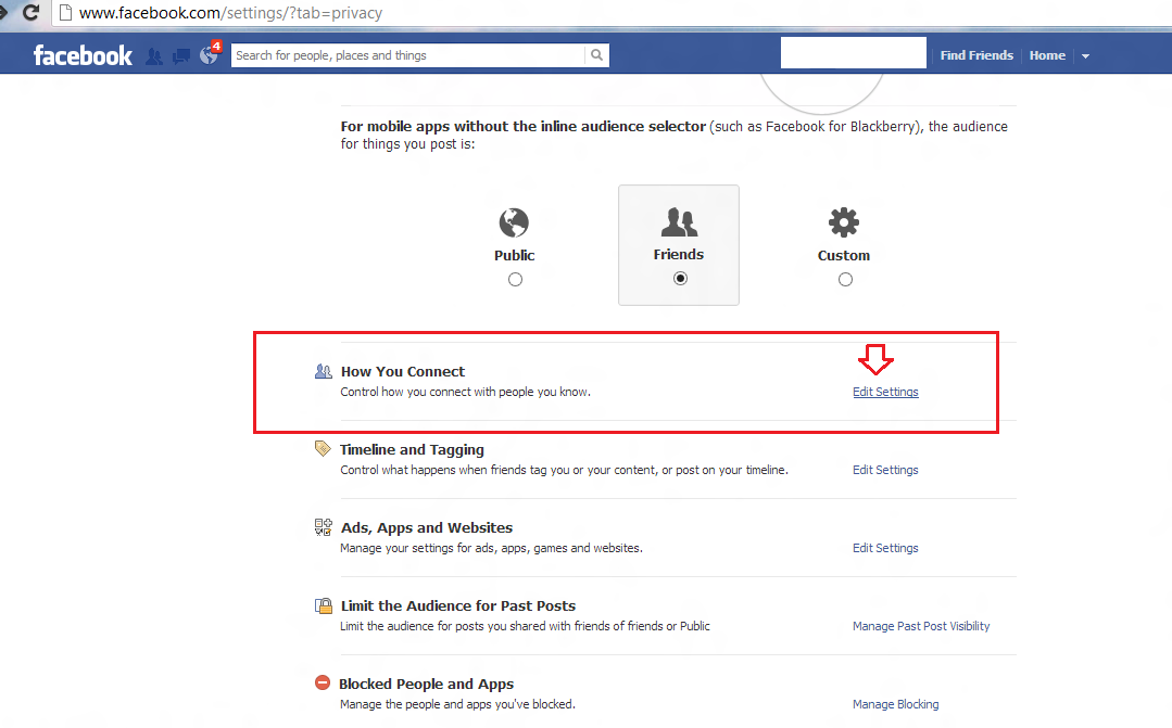 facebook privacy settings options