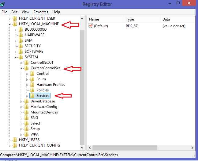 windows 8 registry editor window
