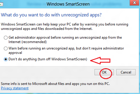 windows 8 smart screen disable