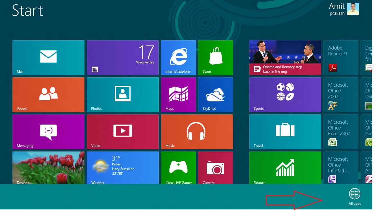 windows 8 start screen All apps option windows 8 start screen all apps option