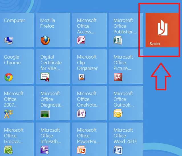 windows 8 start screen app showing