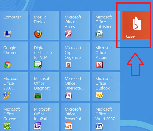 app schermata iniziale di Windows 8 che mostra