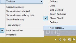 windows 8 toolbars option