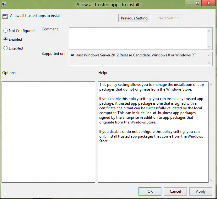 windows install app allow Install Apps from Out of Windows 8 App Store in group policy editor