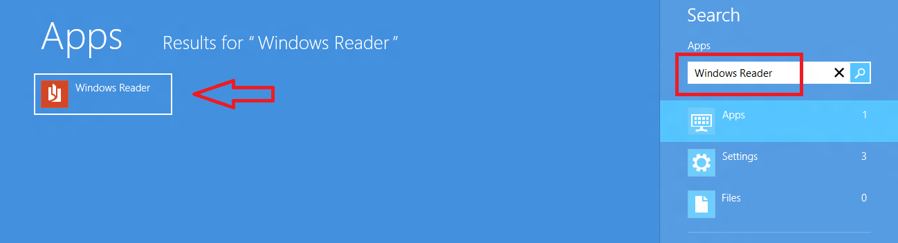 windows reader app search