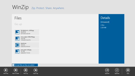 winzip app main screen in windows 8 winzip app main screen in windows 8