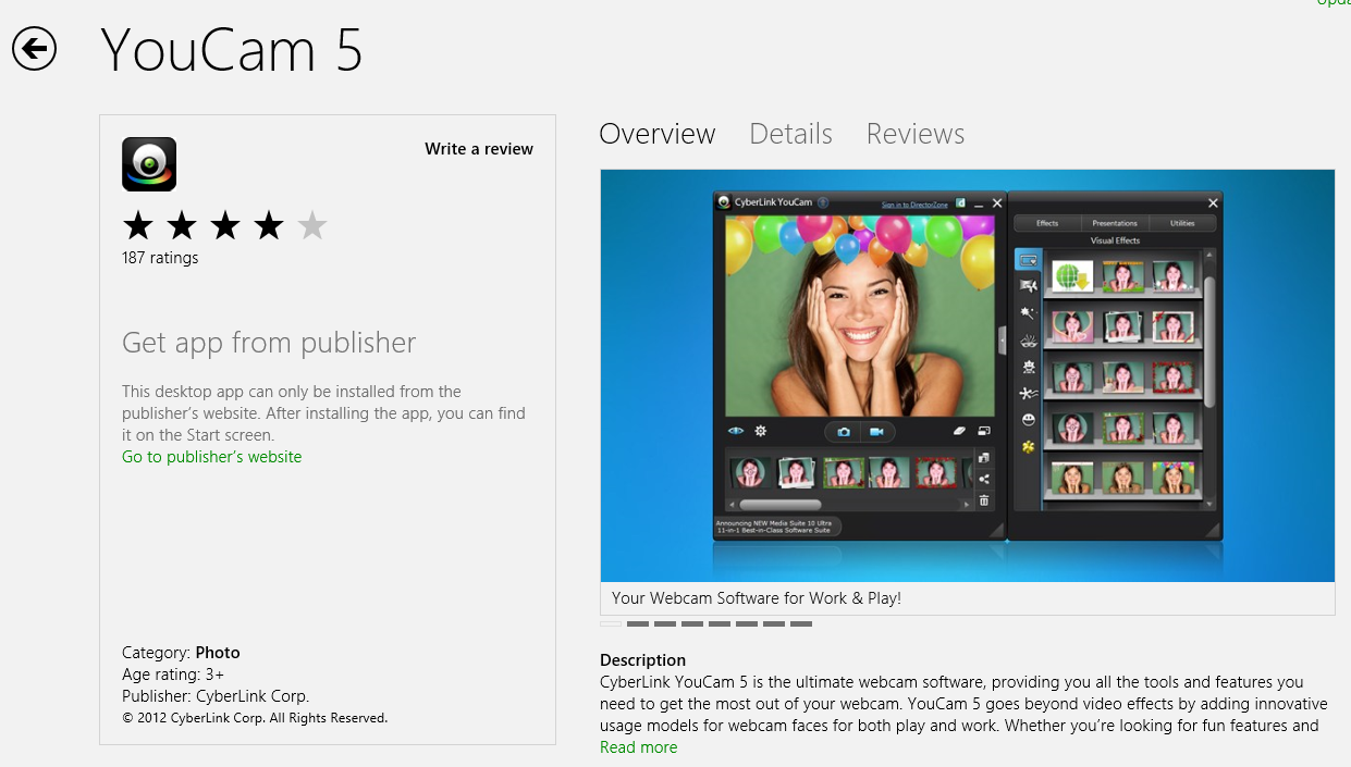 youcam 5 webcam app for windows 8